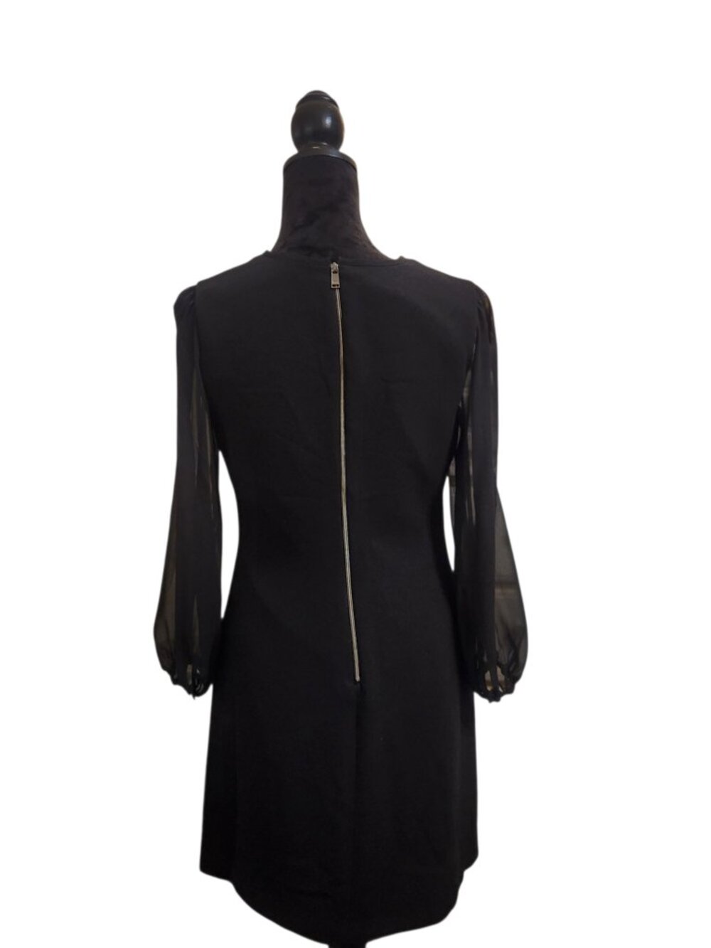 Marc New York By Andrew Marc Black Dress With Sheer Sleeves Size 4 - Picture 11 of 12